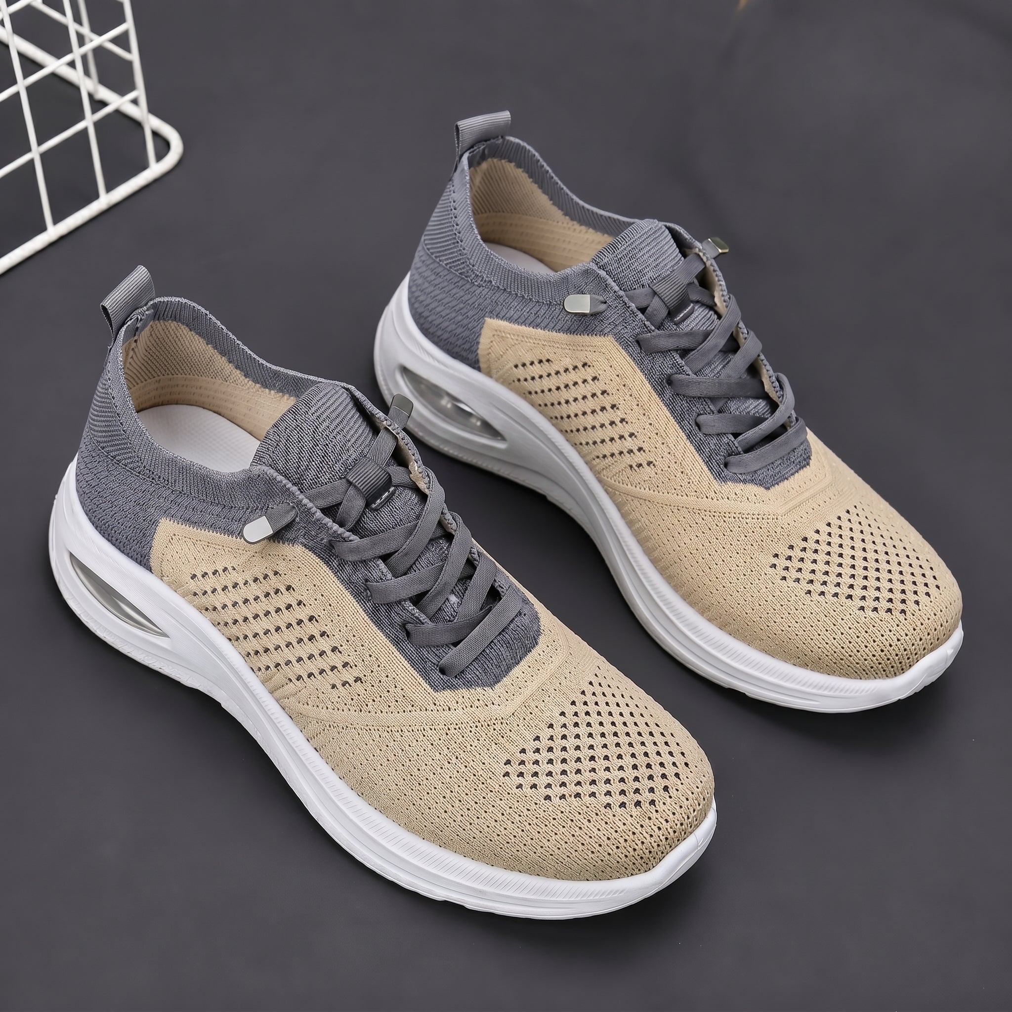 Helene - Women's Orthopaedic Lace-Up Cushioned Trainers - Orthopaedic Shoes - Beige - Davies & Cooper