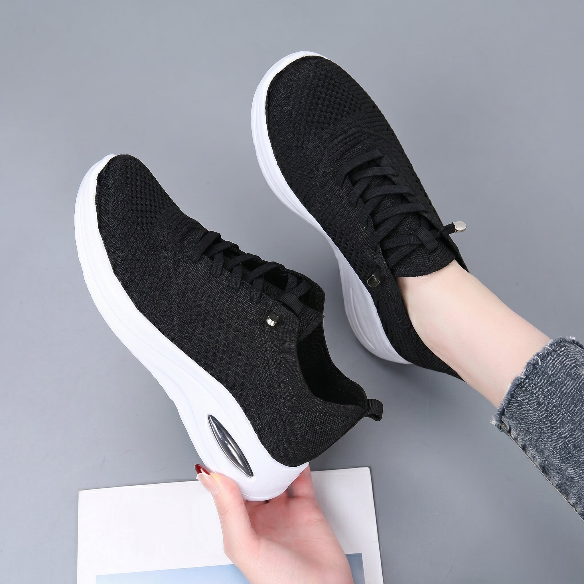 Helene - Women's Orthopaedic Lace-Up Cushioned Trainers - Orthopaedic Shoes - Black - Davies & Cooper