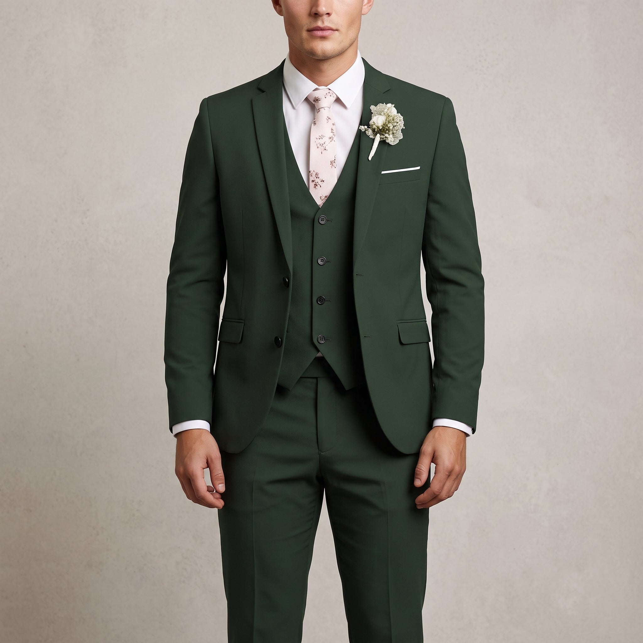 Henry – Men's Three-Piece Single-breasted Wedding Guest Suit - Tuxedos - Green - Davies & Cooper