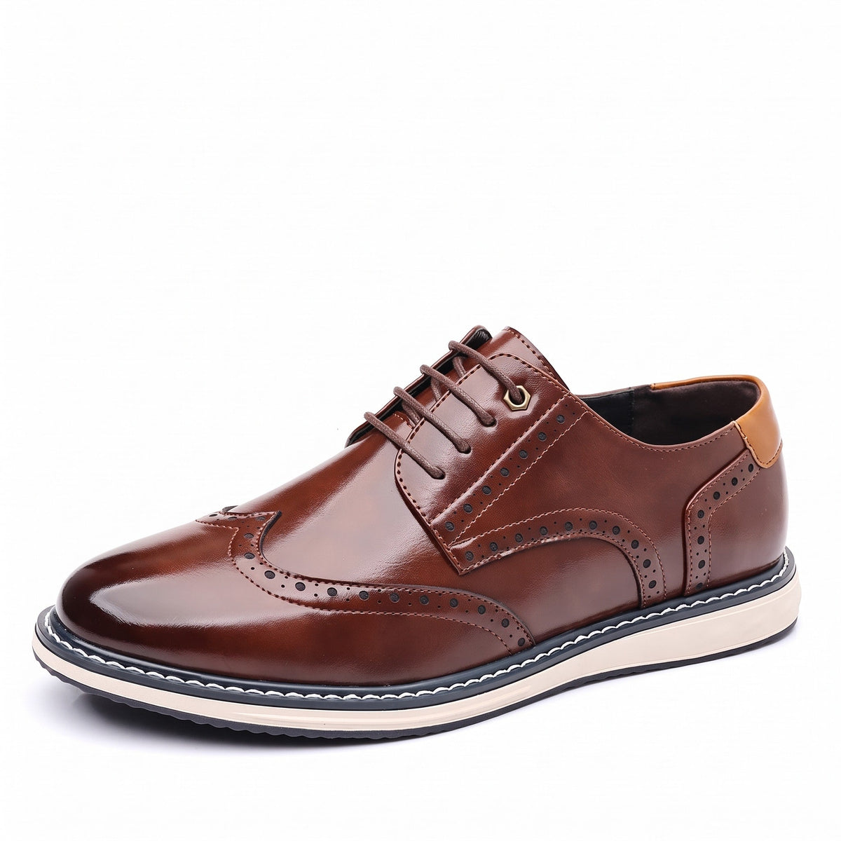 Hudson - Men's Brogue Oxford Shoes with Contrasting Sole - Shoes - Blue - Davies & Cooper