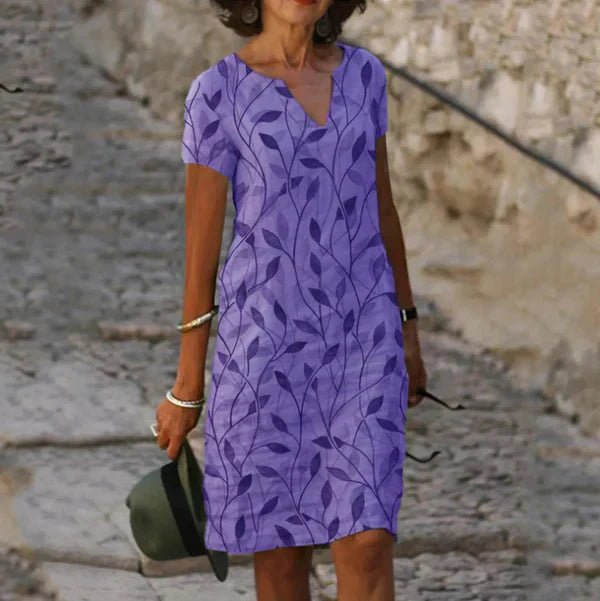 Georgia - Women's Summer Leaf Print Midi Dress