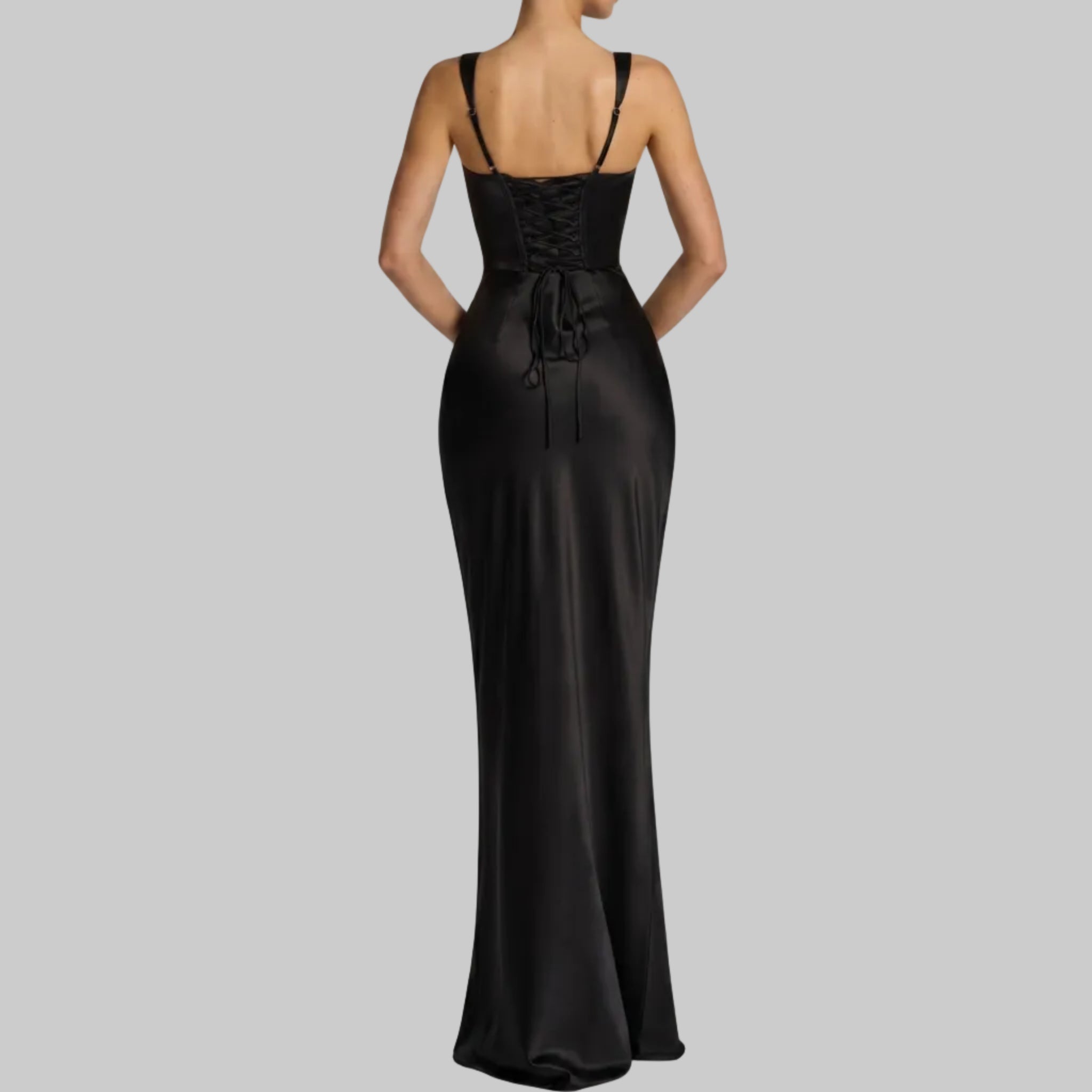 Isabella - Women's Evening Ruched Sheer Scarf Maxi Dress - Maxi Dress - Black - Davies & Cooper