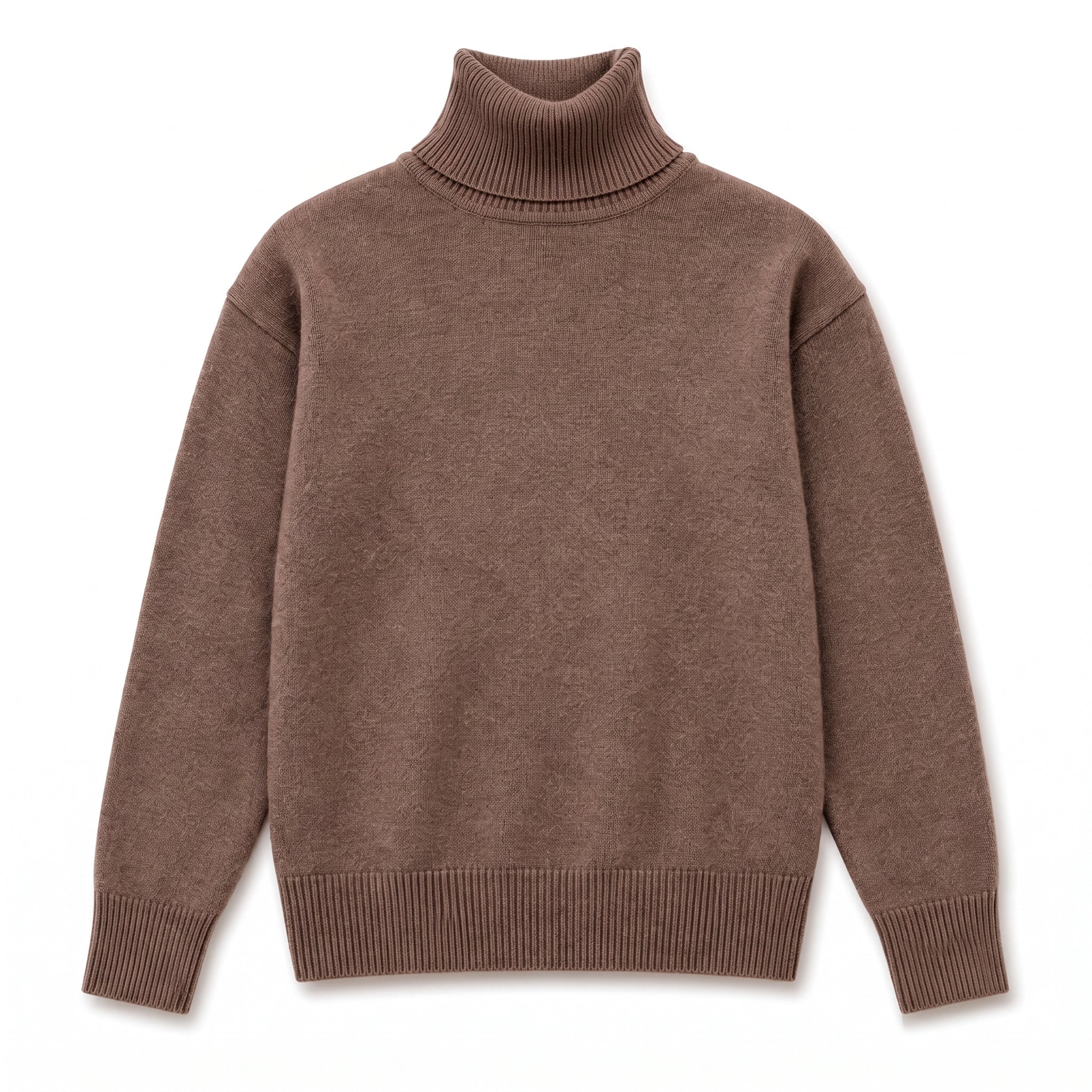 Isabella - Women's Oversized High-Neck Jumper with Ribbed Cuffs - Sweaters - Brown - Davies & Cooper