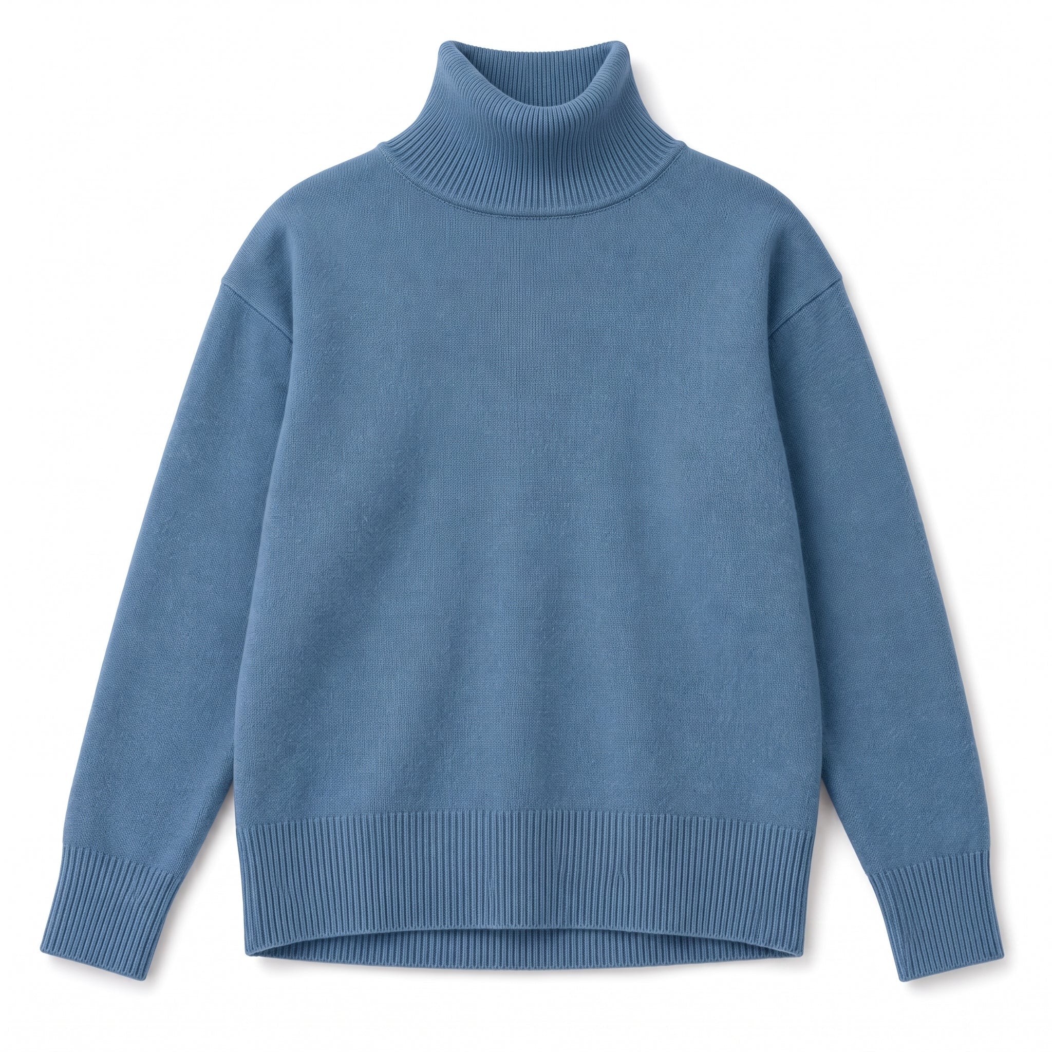 Isabella - Women's Oversized High-Neck Jumper with Ribbed Cuffs - Sweaters - Light Blue - Davies & Cooper