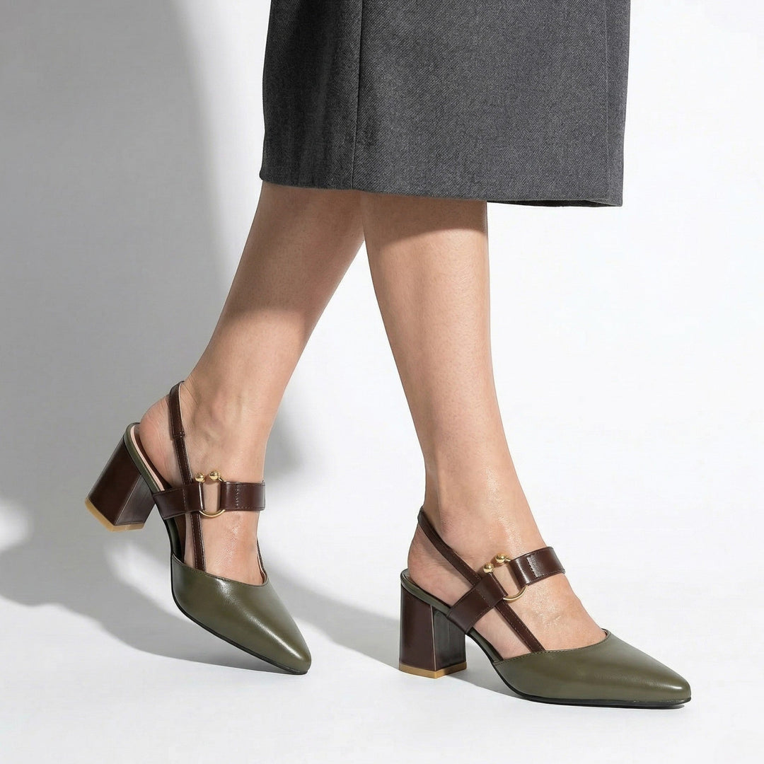 Isabella - Women's Pointed Toe Block Heels - Heels - Green - Davies & Cooper