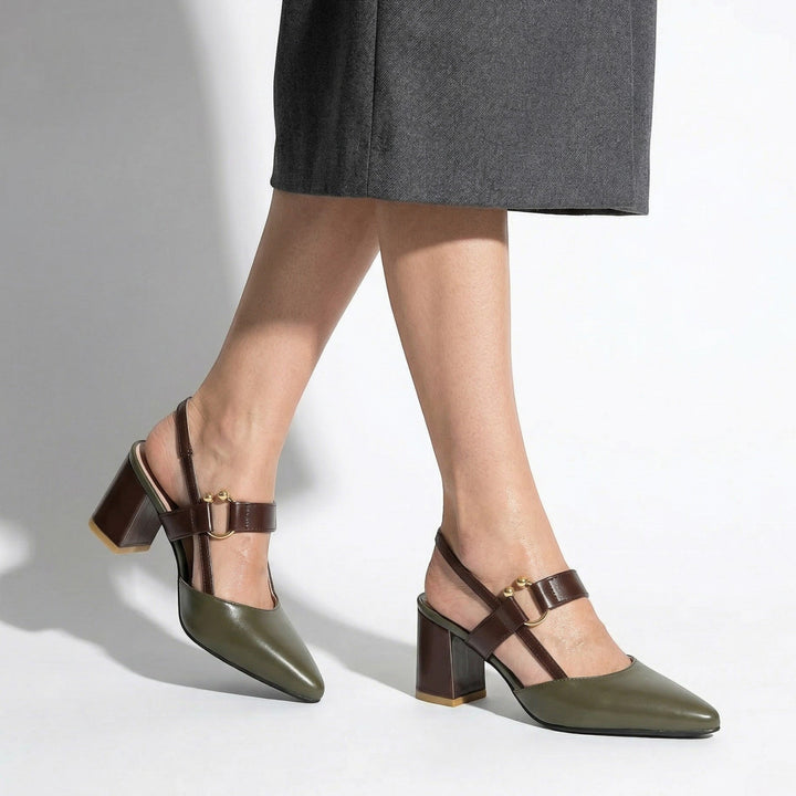Isabella - Women's Pointed Toe Block Heels - Heels - Green - Davies & Cooper