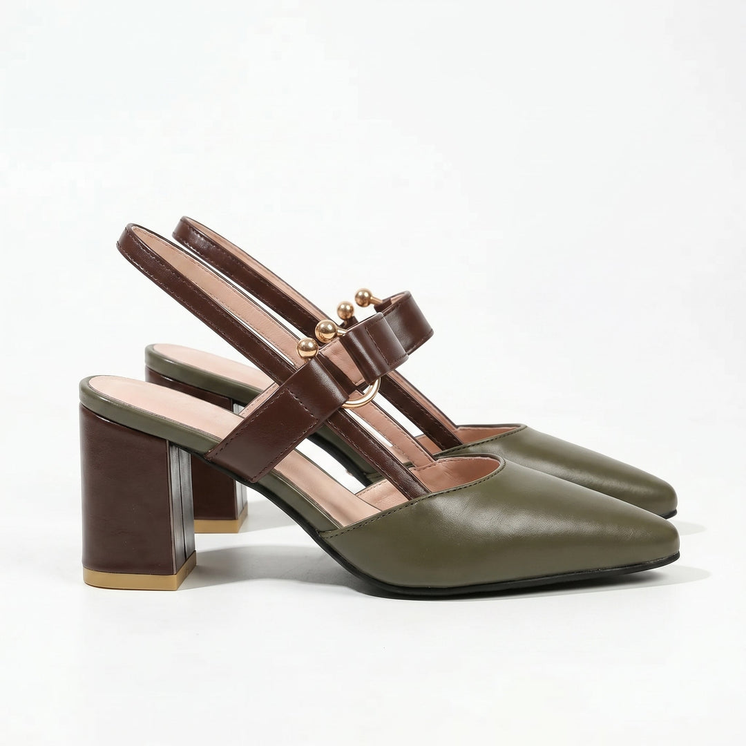 Isabella - Women's Pointed Toe Block Heels - Heels - Green - Davies & Cooper