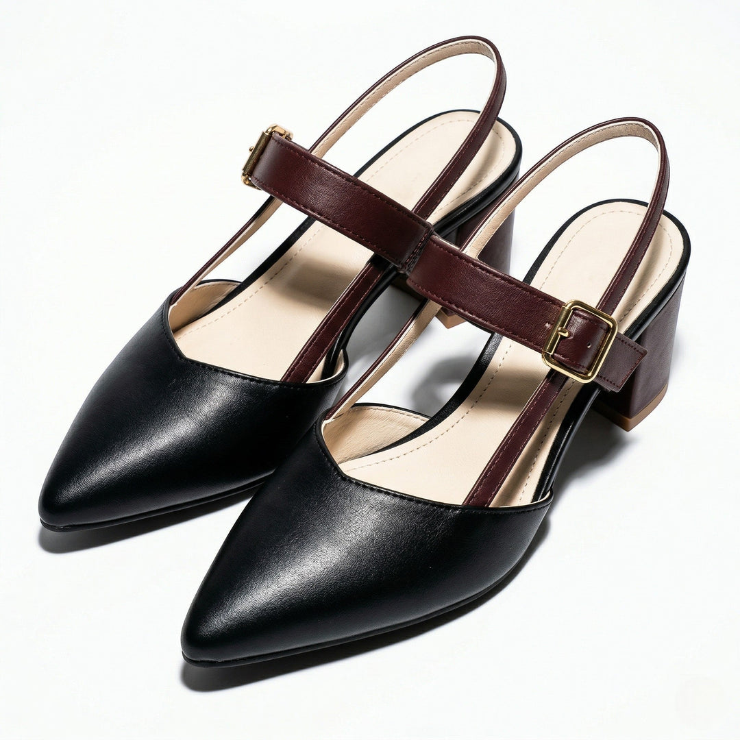 Isabella - Women's Pointed Toe Block Heels - Heels - Black - Davies & Cooper