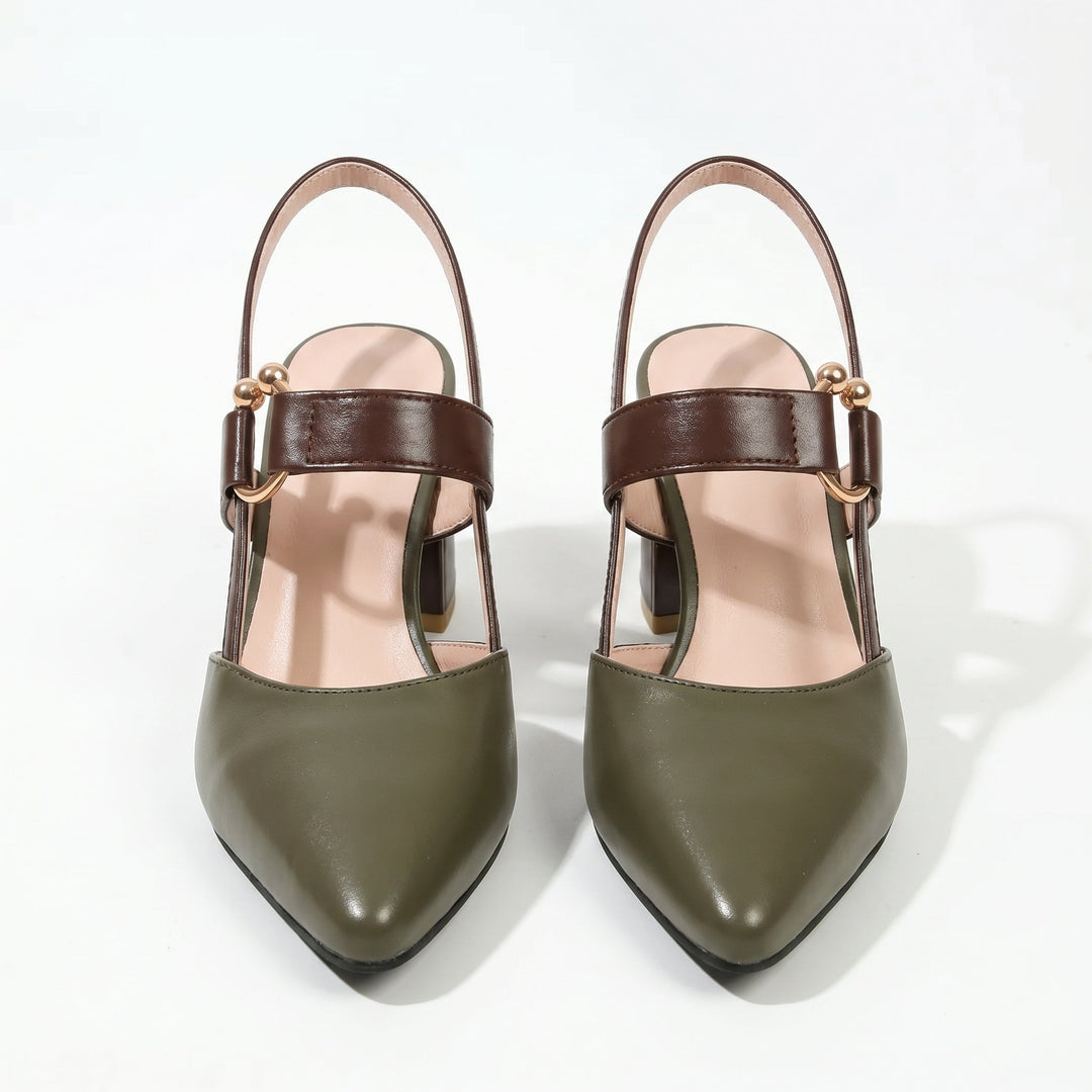 Isabella - Women's Pointed Toe Block Heels - Heels - Green - Davies & Cooper