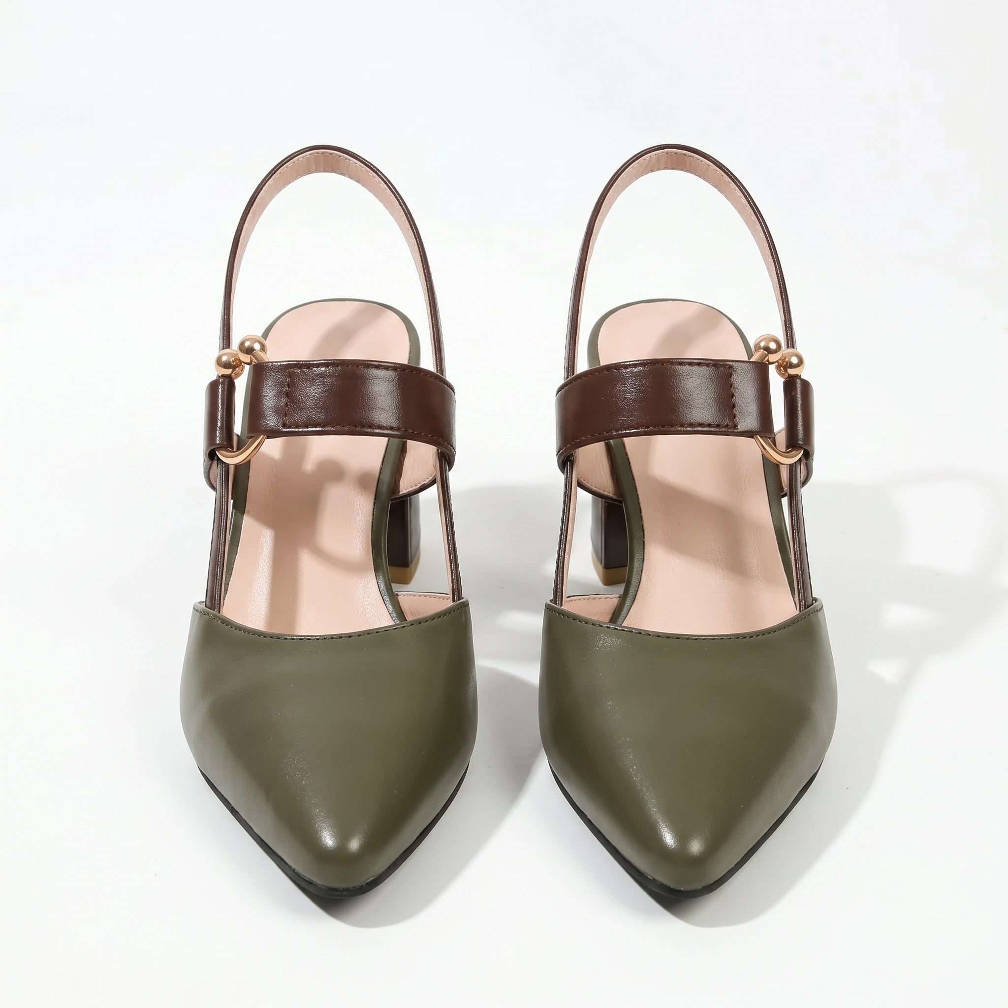 Isabella - Women's Pointed Toe Block Heels - Heels - Green - Davies & Cooper