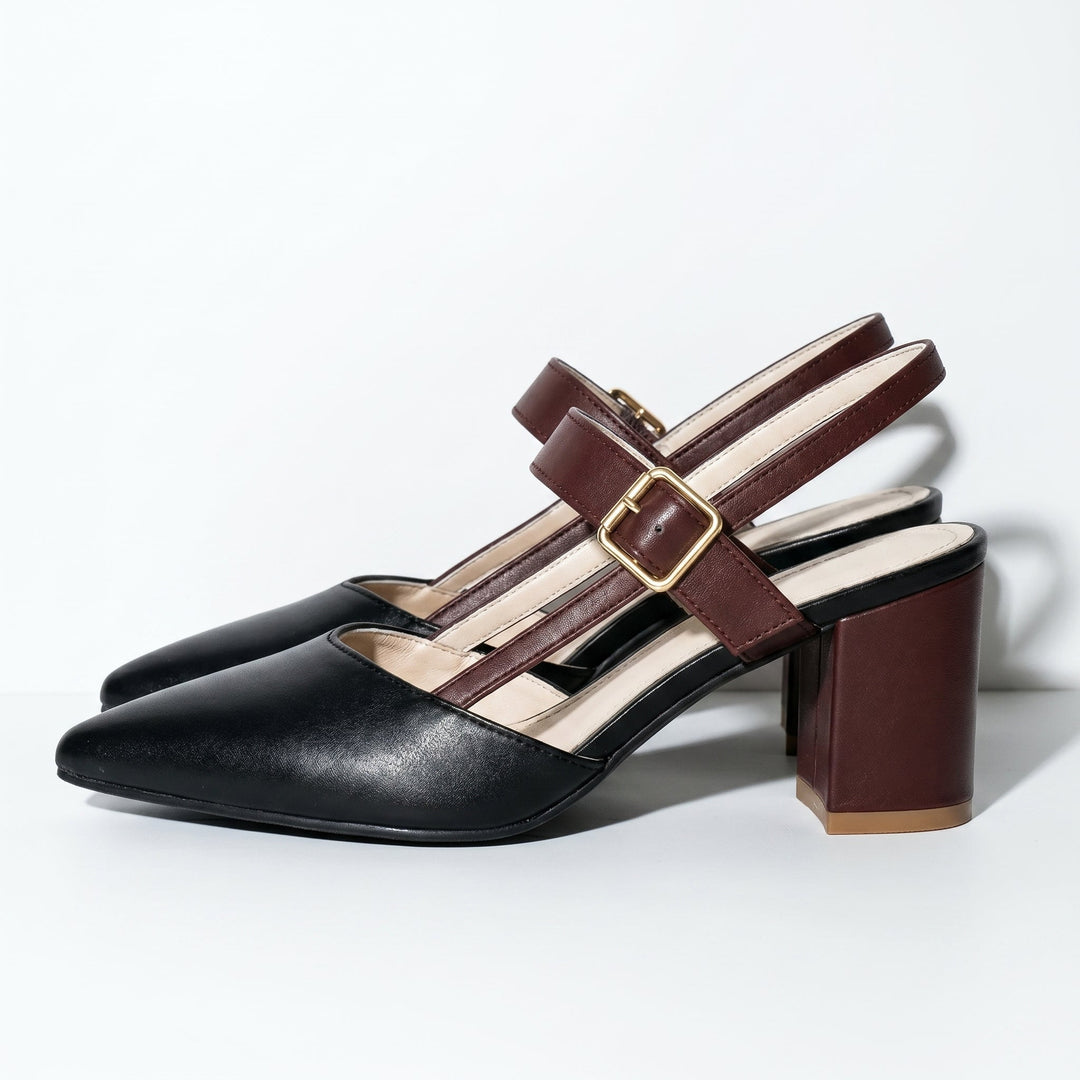 Isabella - Women's Pointed Toe Block Heels - Heels - Black - Davies & Cooper