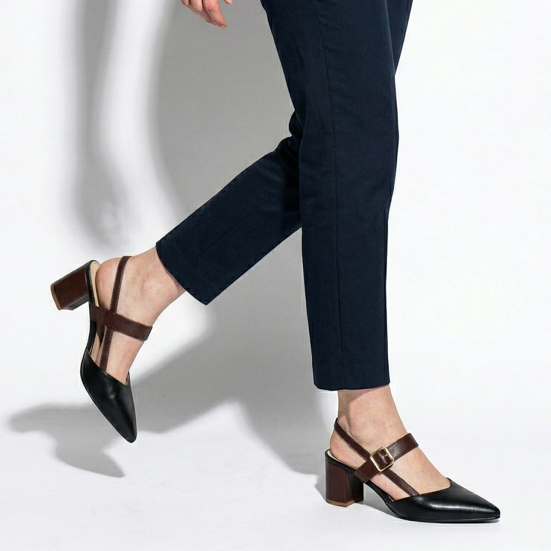 Isabella - Women's Pointed Toe Block Heels - Heels - Black - Davies & Cooper