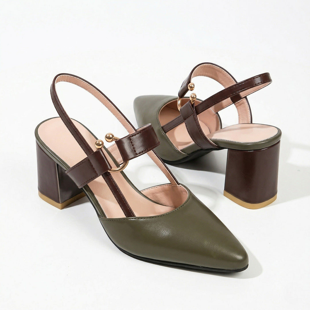 Isabella - Women's Pointed Toe Block Heels - Heels - Green - Davies & Cooper