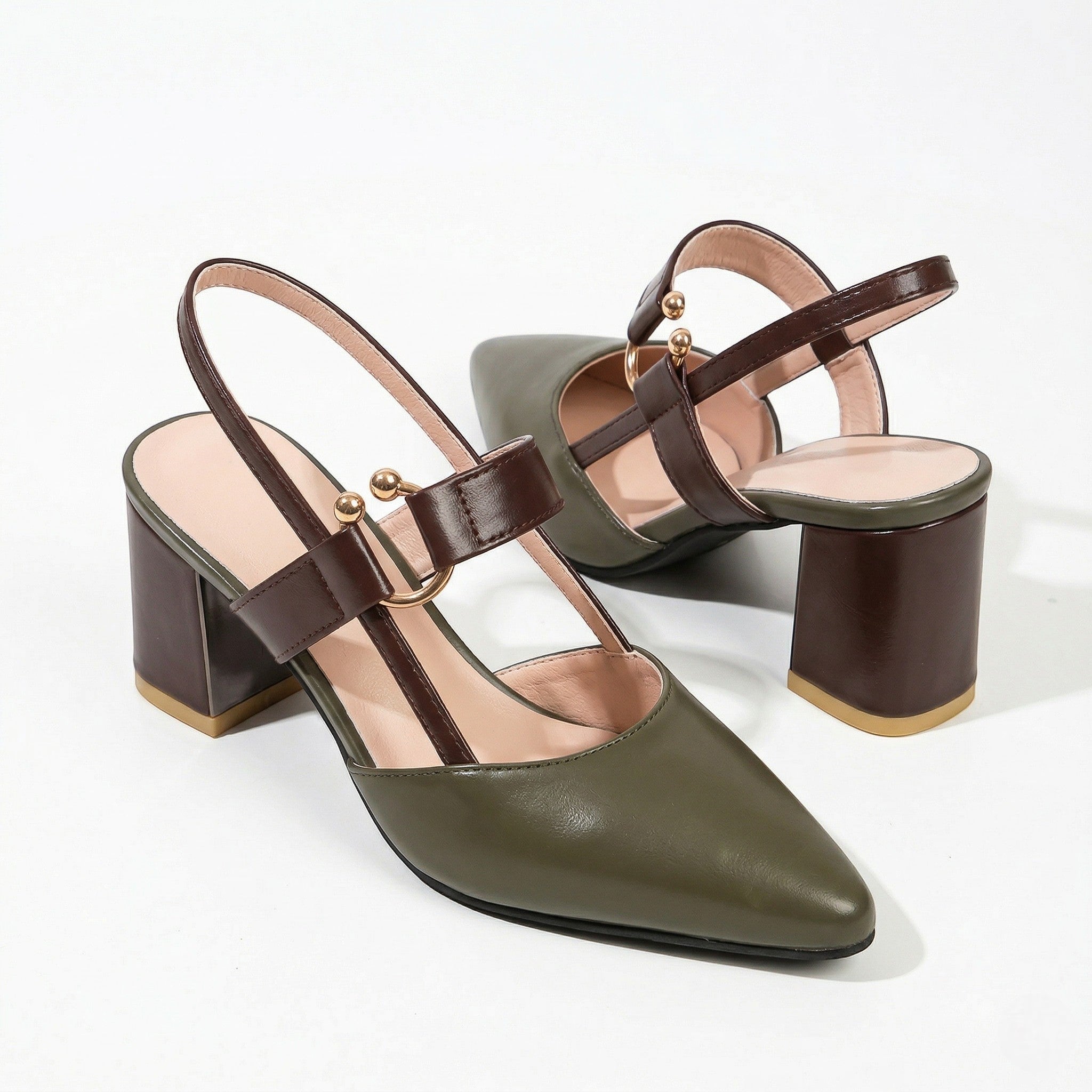 Isabella - Women's Pointed Toe Block Heels - Heels - Green - Davies & Cooper