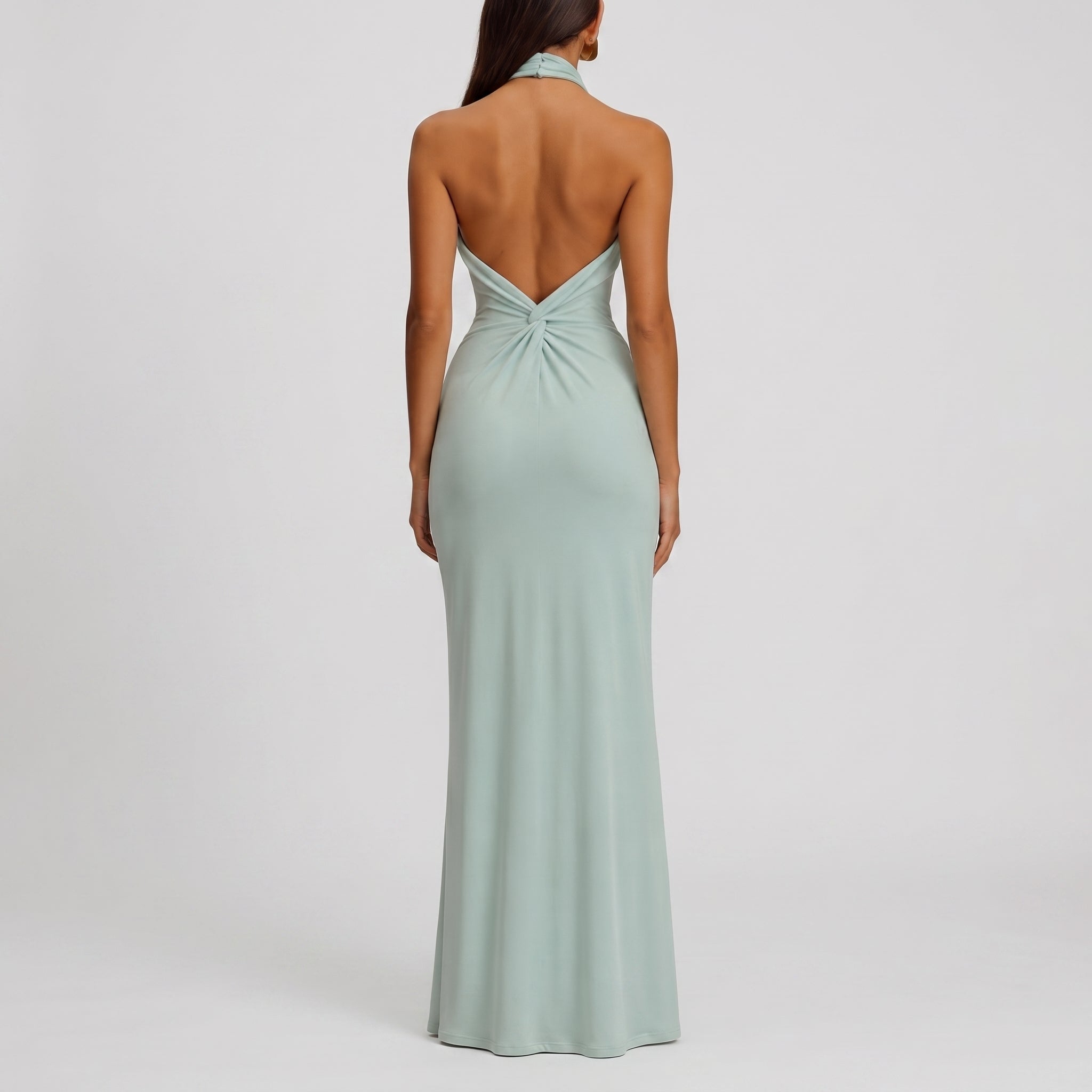 Isabella - Women's Wedding Guest Twisted Halter Neck Maxi Dress - Dresses - Teal - Davies & Cooper