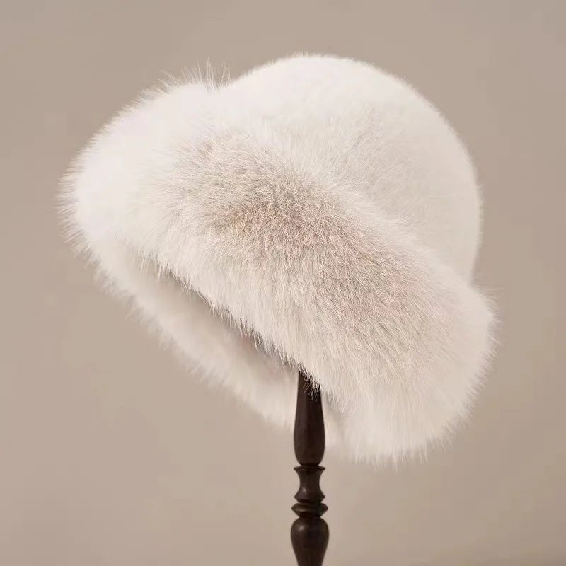 Isabelle - Women's Faux Fur Trim Bucket Hat with Ear Cover - Beanies - White - Davies & Cooper