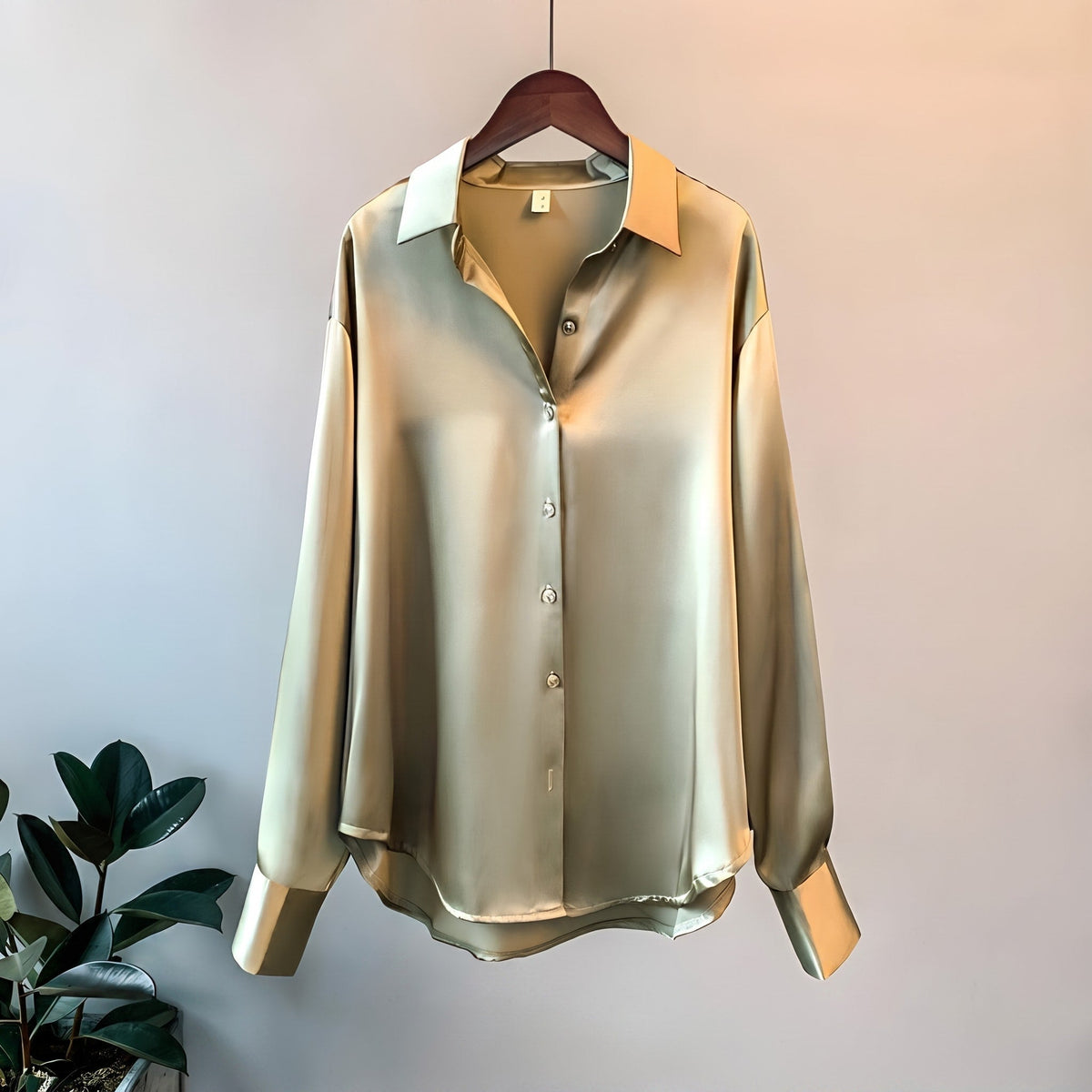 Isabelle - Women's Relaxed Fit Button-Down Blouse with Point Collar - Blouses - Green - Davies & Cooper