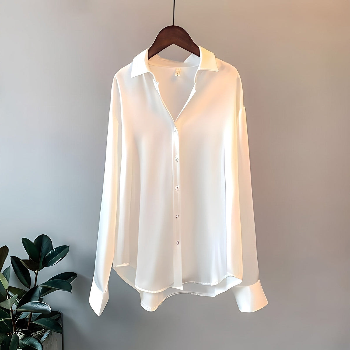 Isabelle - Women's Relaxed Fit Button-Down Blouse with Point Collar - Blouses - White - Davies & Cooper