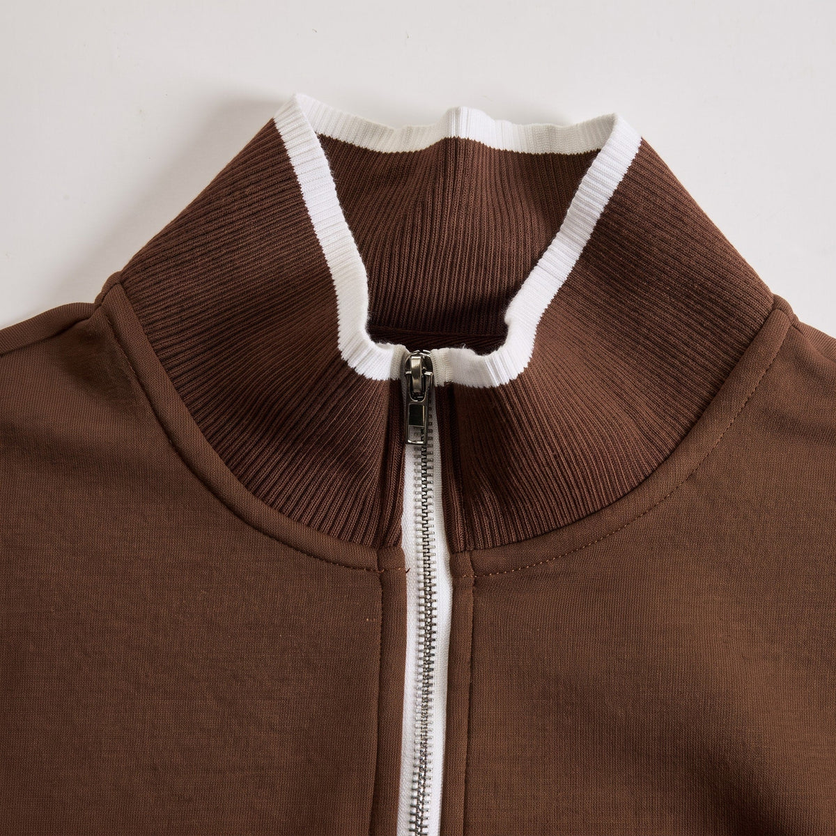 Isla - Women's Half-Zip Striped Wide-Leg Tracksuit Set - Loungewear Sets - Brown - Davies & Cooper