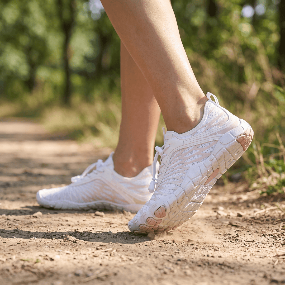 Isla - Women's Minimalist Lace-Up Barefoot Trainers with Flexible Sole - Sneakers - White - Davies & Cooper