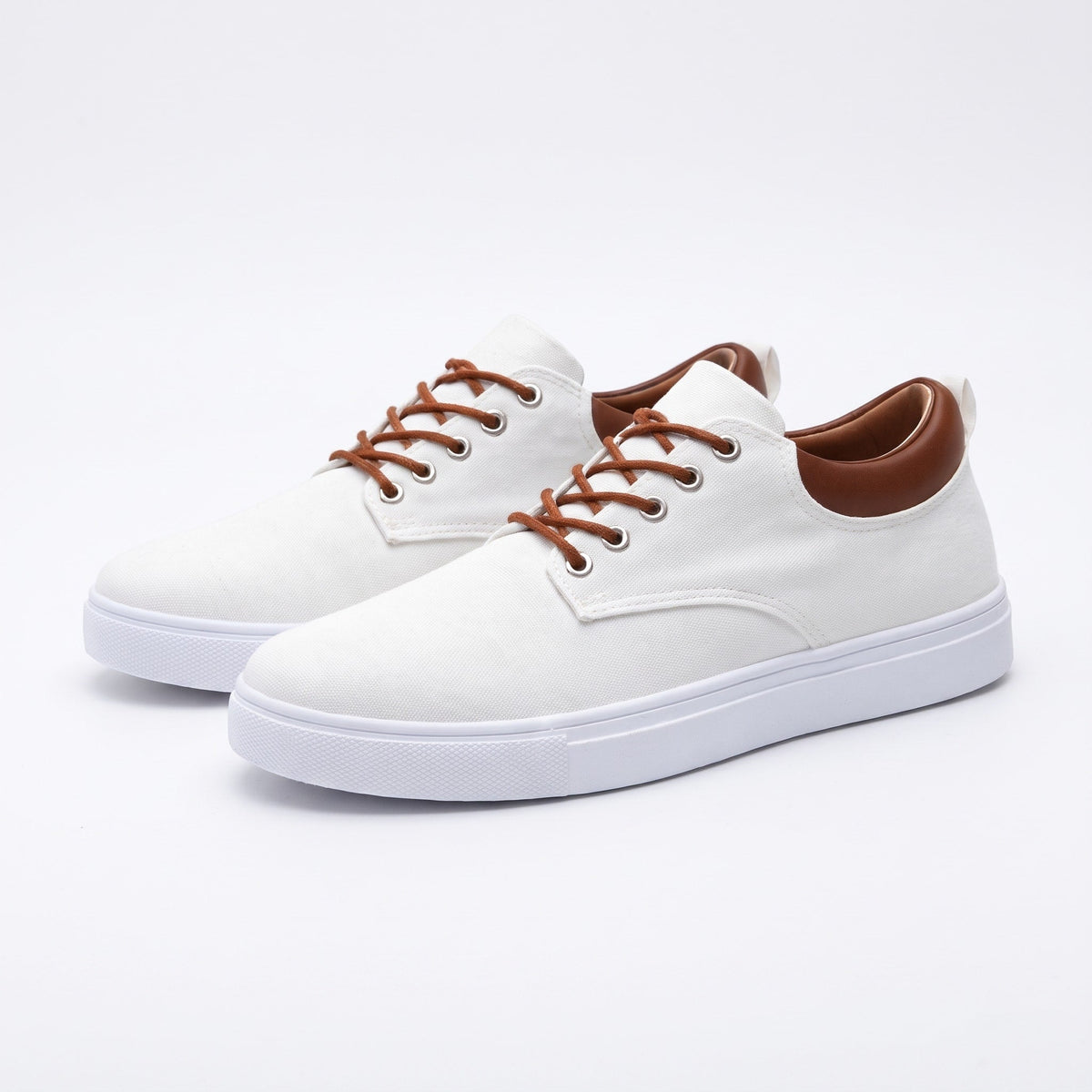 Jack - Men's Low-Top Lace-Up Trainers with Contrast Collar - Sneakers - White - Davies & Cooper