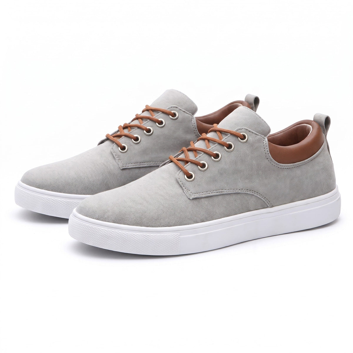 Jack - Men's Low-Top Lace-Up Trainers with Contrast Collar - Sneakers - Grey - Davies & Cooper