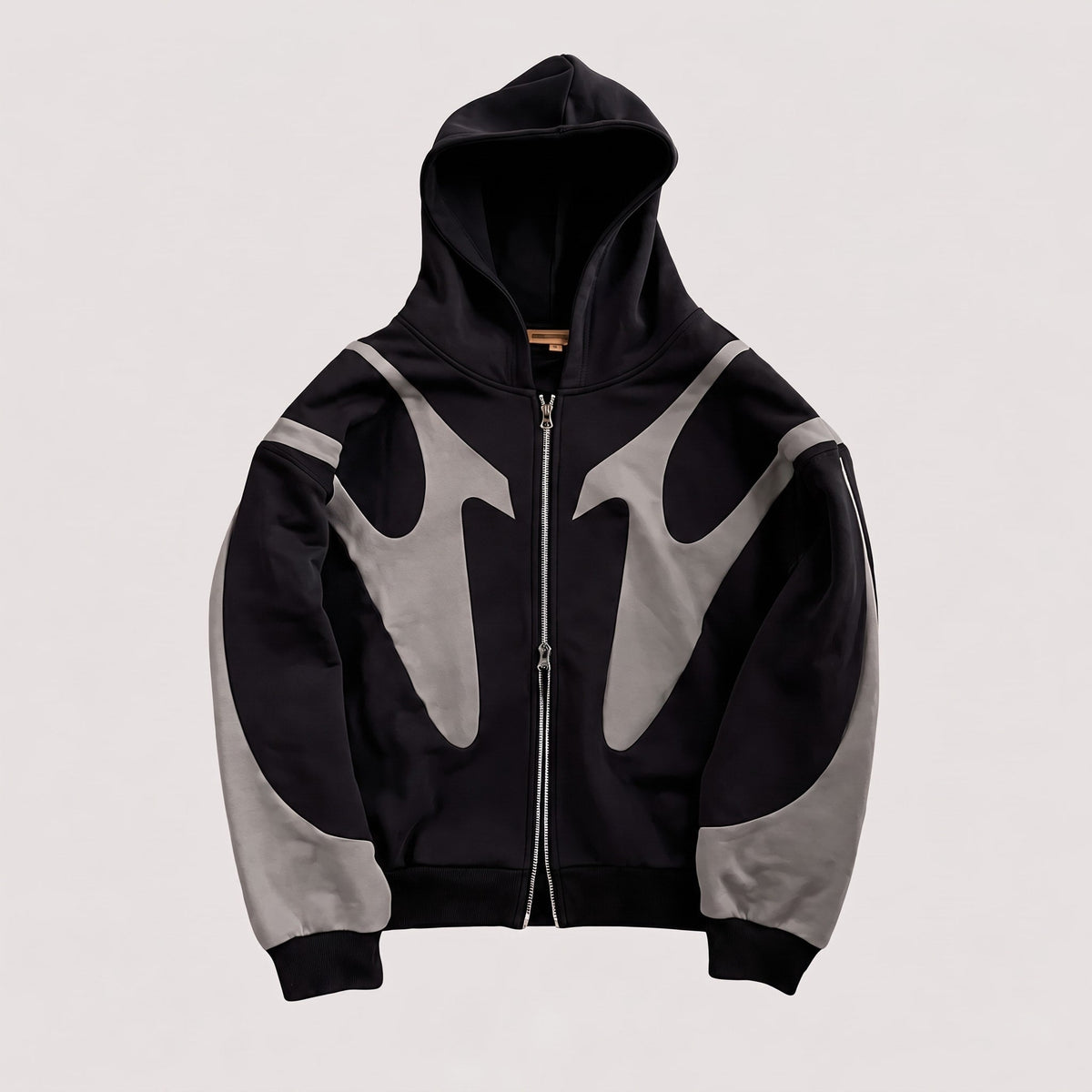 Jack - Men's Oversized Streetwear Zip-Up Hoodie with Contrast Panelling - Hoodies - Black - Davies & Cooper