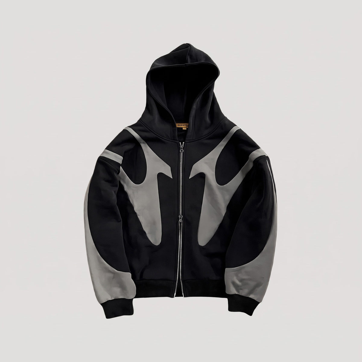 Jack - Men's Oversized Streetwear Zip-Up Hoodie with Contrast Panelling - Hoodies - Black - Davies & Cooper