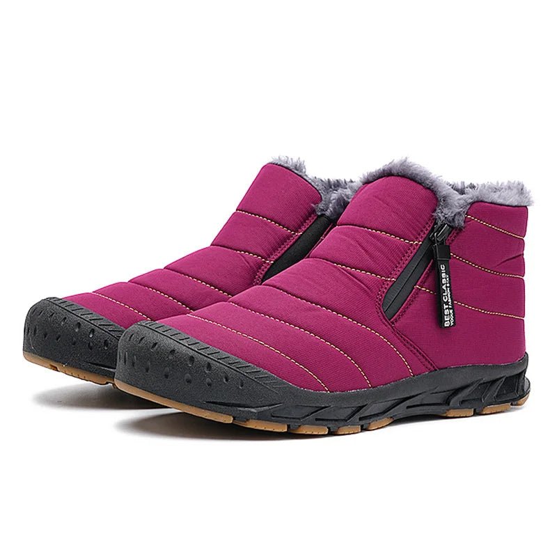 Jack - Unisex Padded Fur-Lined Snow Boots with Side Zip - Pink - Davies & Cooper