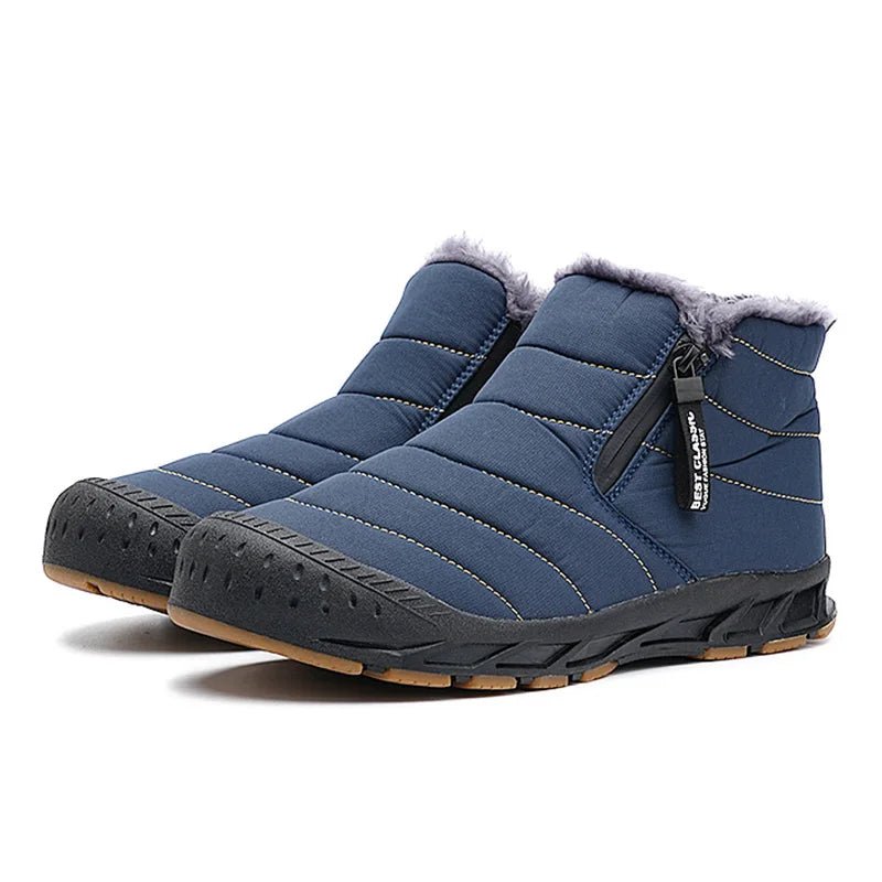 Jack - Unisex Padded Fur-Lined Snow Boots with Side Zip - Blue - Davies & Cooper