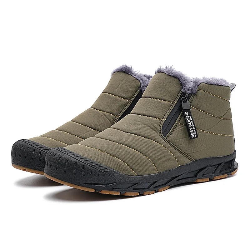 Jack - Unisex Padded Fur-Lined Snow Boots with Side Zip - Green - Davies & Cooper