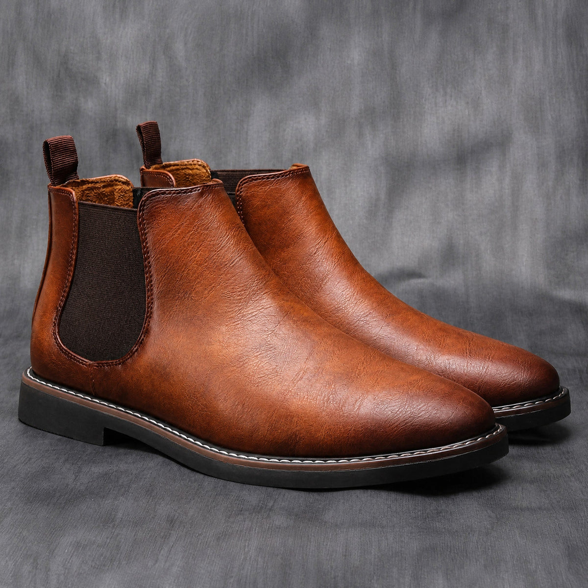 James - Men's Chelsea Boots with Pull Tab and Elastic Side Panel - Boots - Black - Davies & Cooper