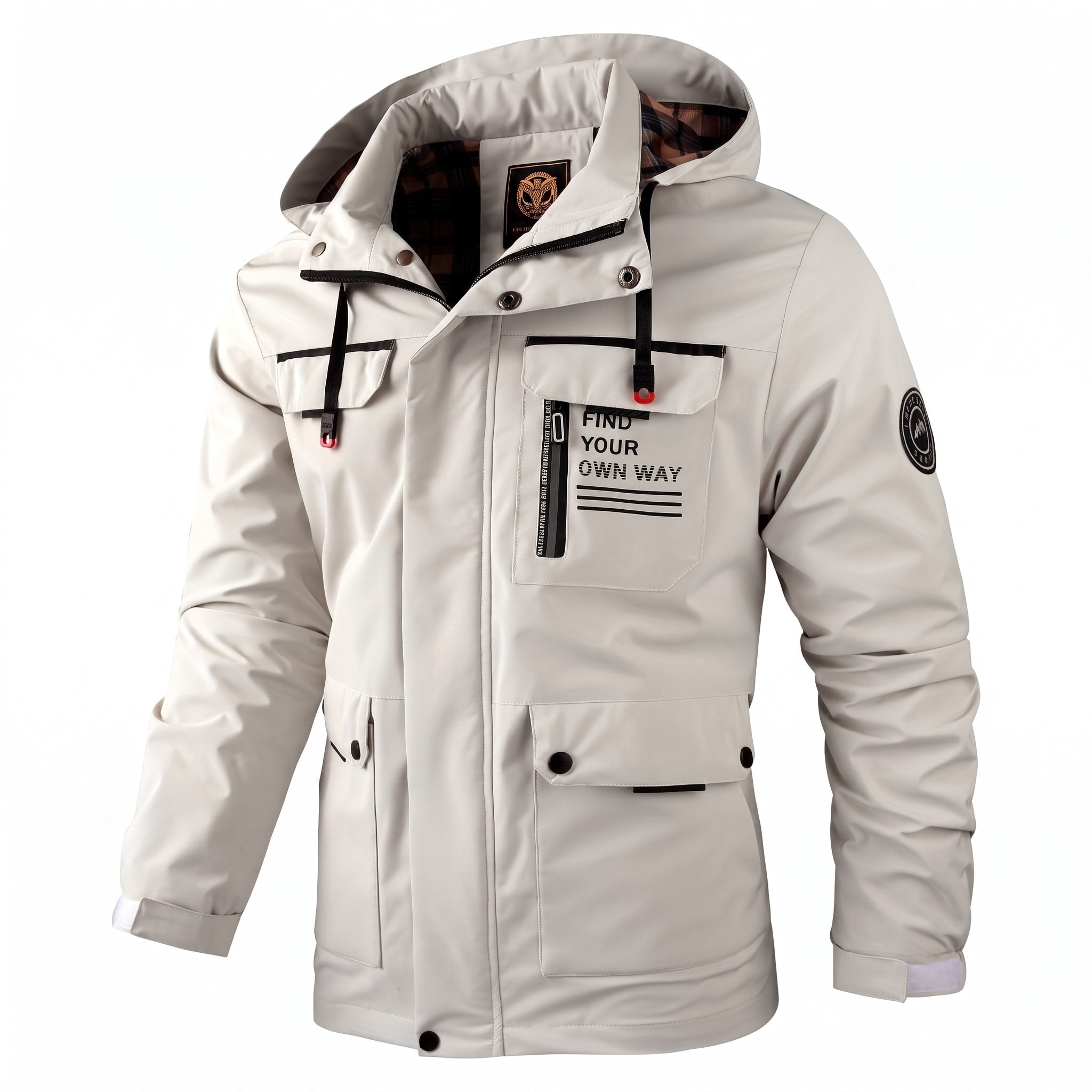 James - Men's Hooded Jacket with Multiple Pockets - Coats & Jackets - White - Davies & Cooper