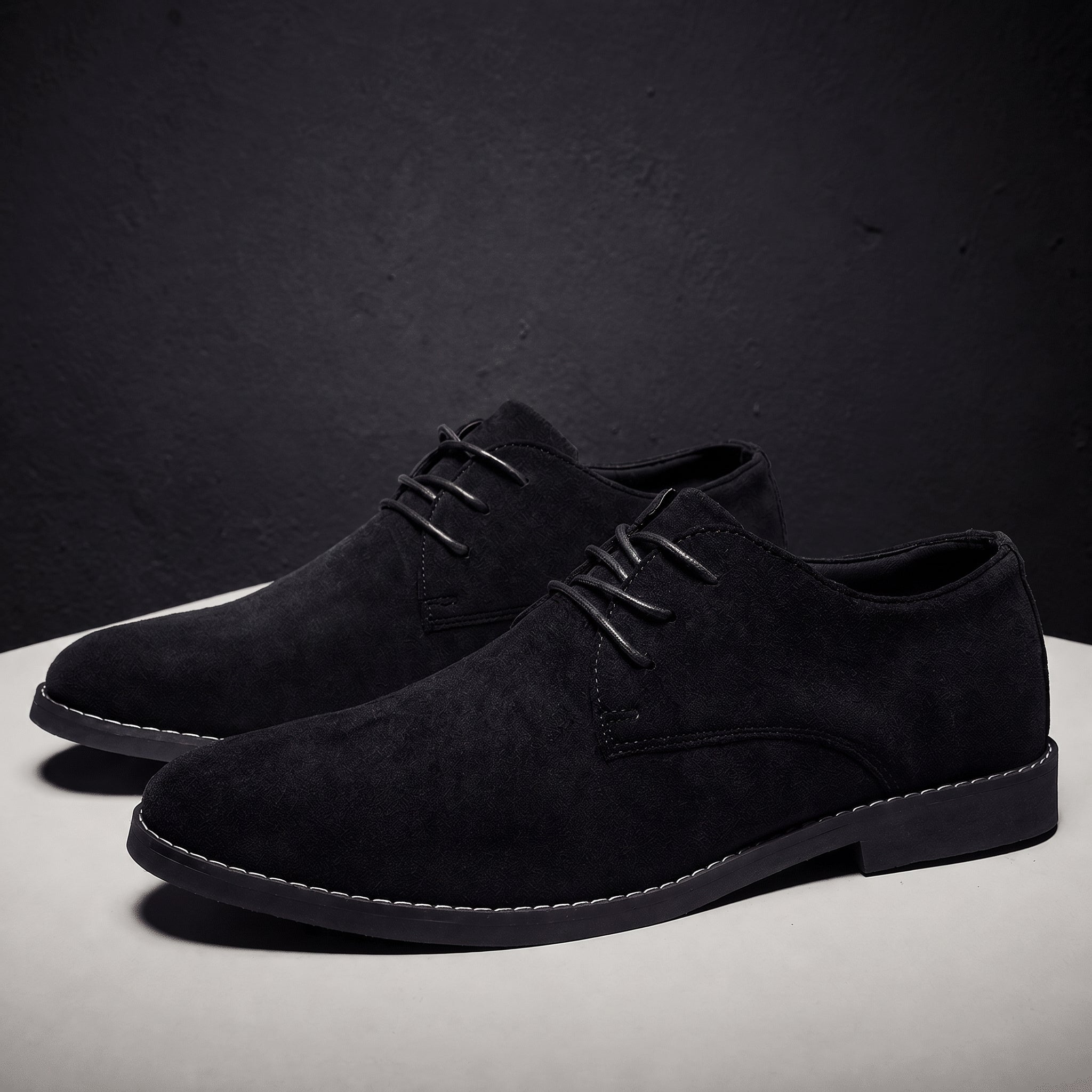 James - Men's Lace-Up Derby Shoes with Round Toe - Flats - Black - Davies & Cooper