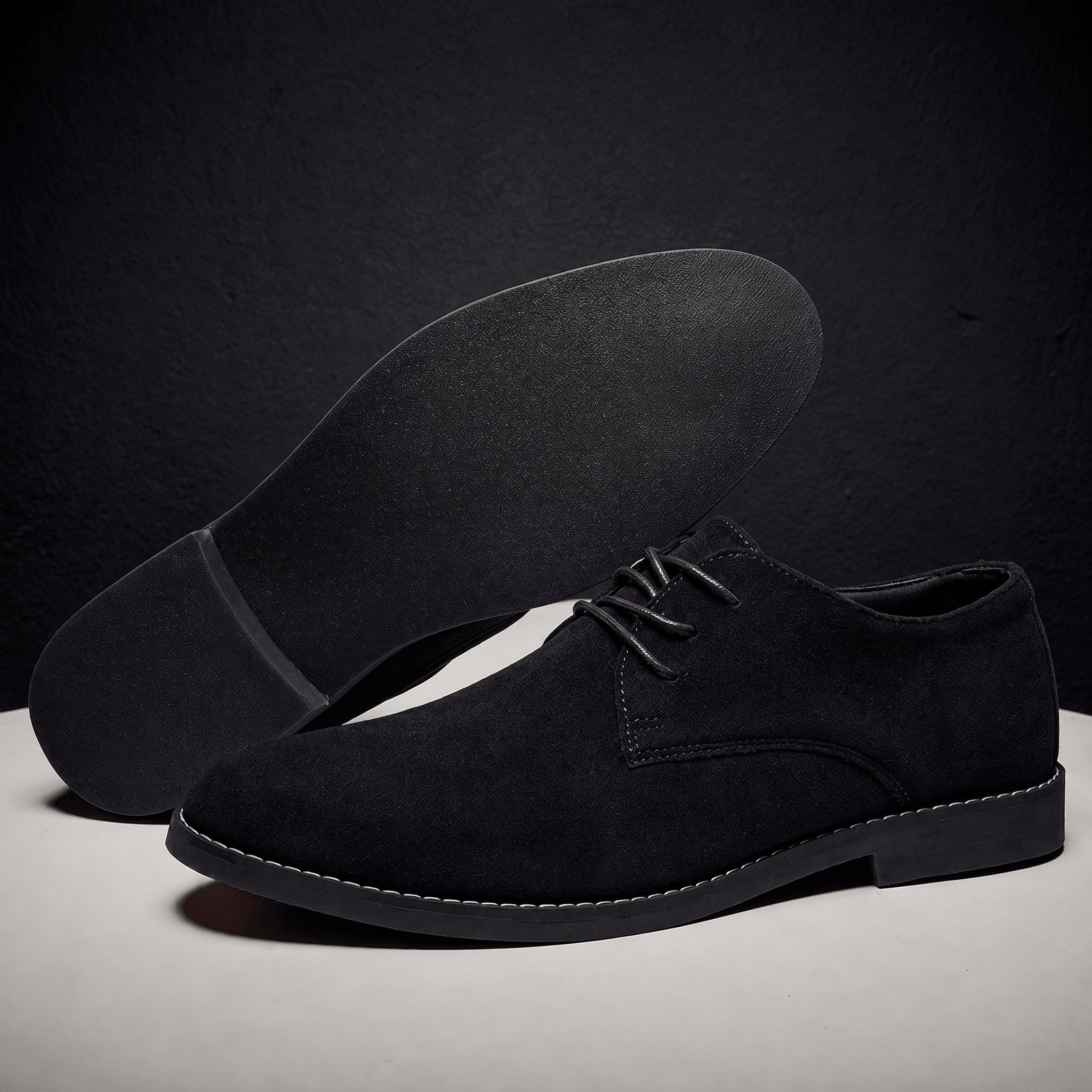 James - Men's Lace-Up Derby Shoes with Round Toe - Flats - Black - Davies & Cooper