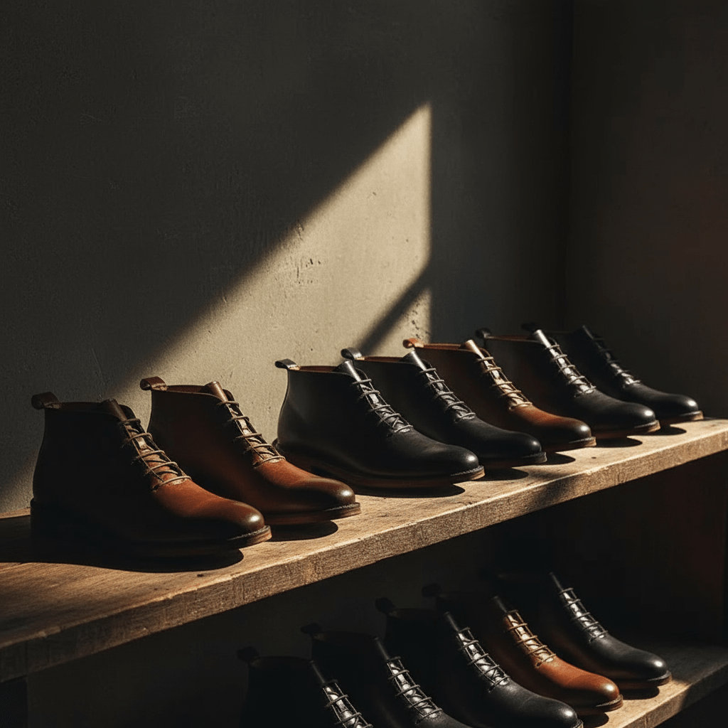 James - Men's Lace-Up Leather Chukka Boots with Stacked Heel - Boots - Brown - Davies & Cooper