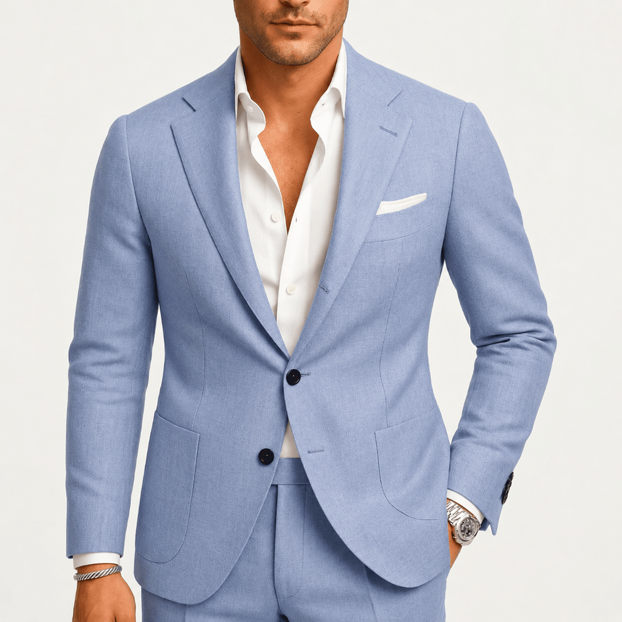 James - Men's Notch Lapel Two-Piece Wedding Suit - Men Suits - Blue - Davies & Cooper