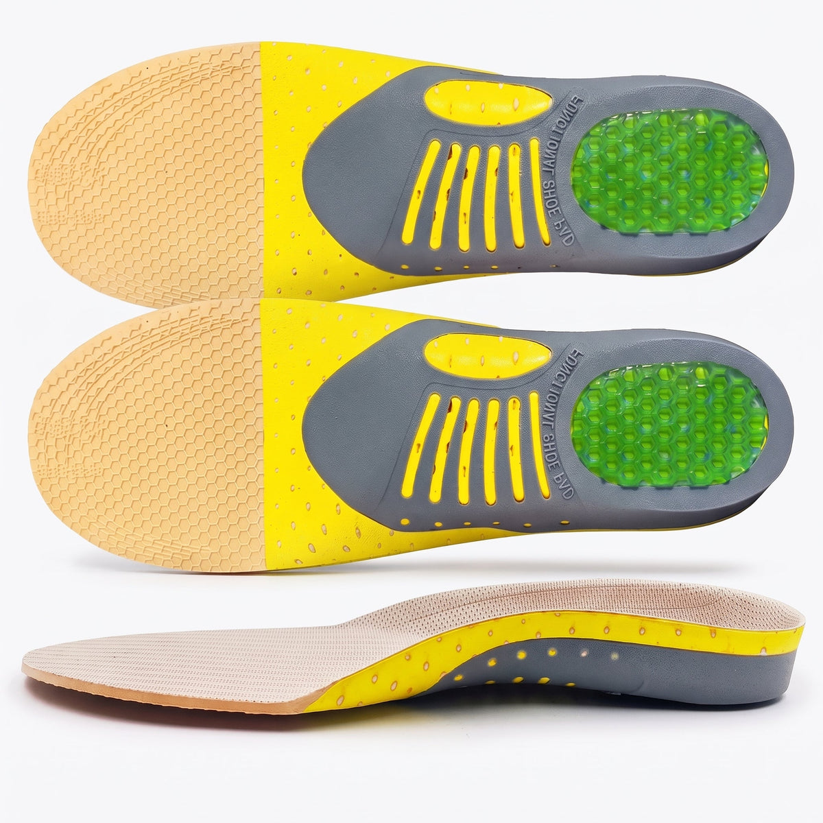James - Men's Orthopaedic Arch Support Gel Insoles with Shock-Absorbing Heel Cup - Arch Support - Yellow - Davies & Cooper