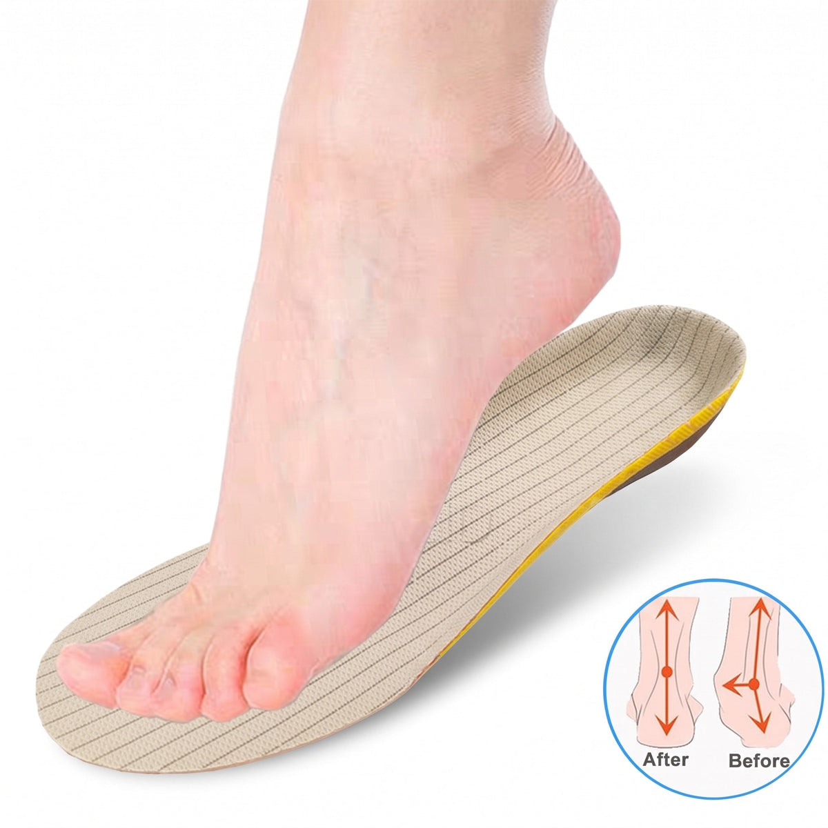 James - Men's Orthopaedic Arch Support Gel Insoles with Shock-Absorbing Heel Cup - Arch Support - Yellow - Davies & Cooper