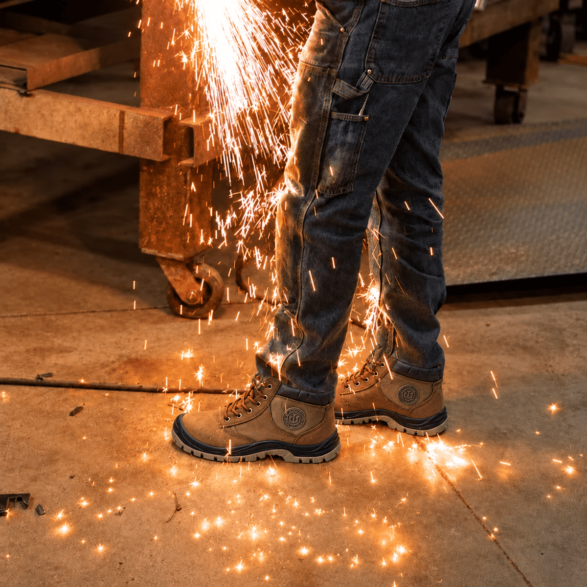 James - Men's Orthopaedic Lace-Up Ankle Boots with Steel Toe Protection - Safety Boots - Brown - Davies & Cooper