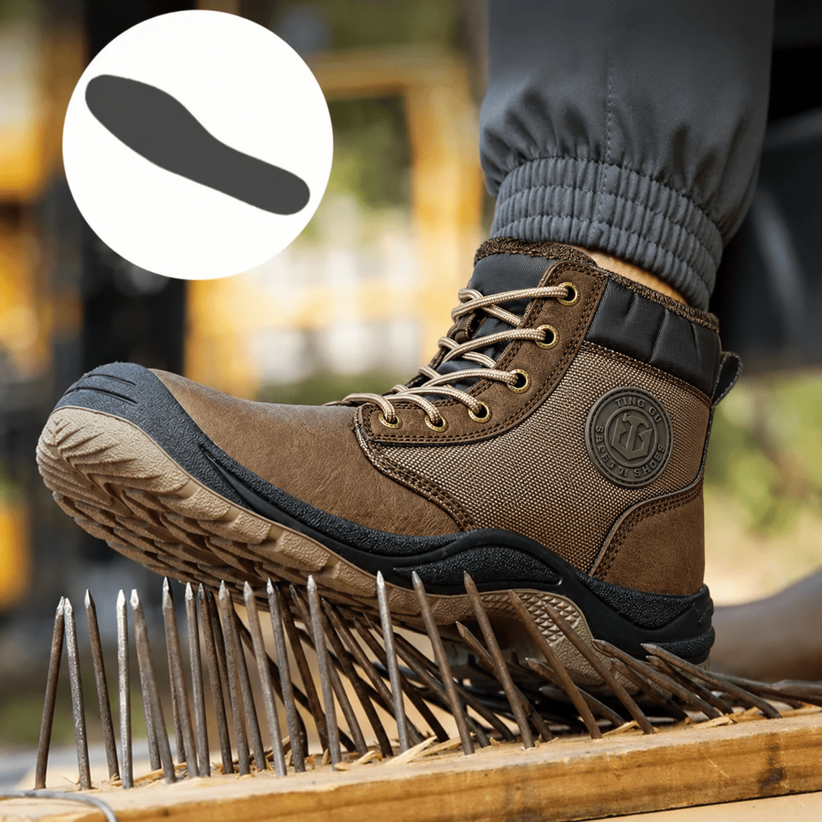 James - Men's Orthopaedic Lace-Up Ankle Boots with Steel Toe Protection - Safety Boots - Brown - Davies & Cooper