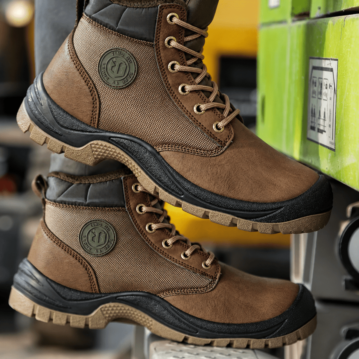 James - Men's Orthopaedic Lace-Up Ankle Boots with Steel Toe Protection - Safety Boots - Brown - Davies & Cooper