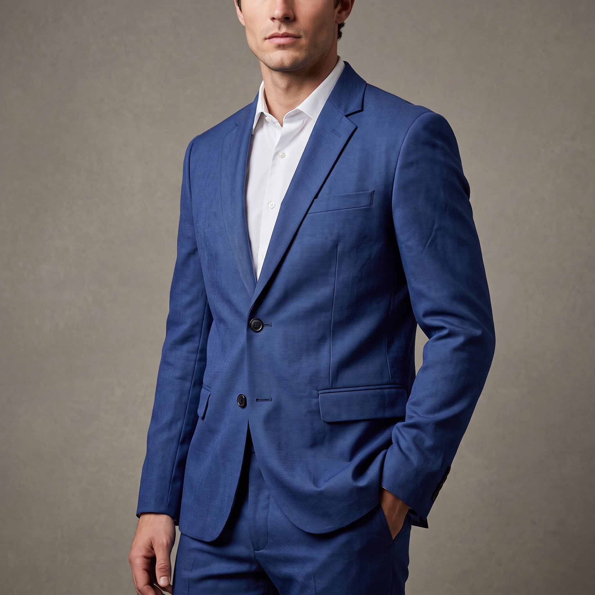 James - Men's Slim Fit Notch Lapel Two-Piece Wedding Guest Suit - Men Suits - Blue - Davies & Cooper