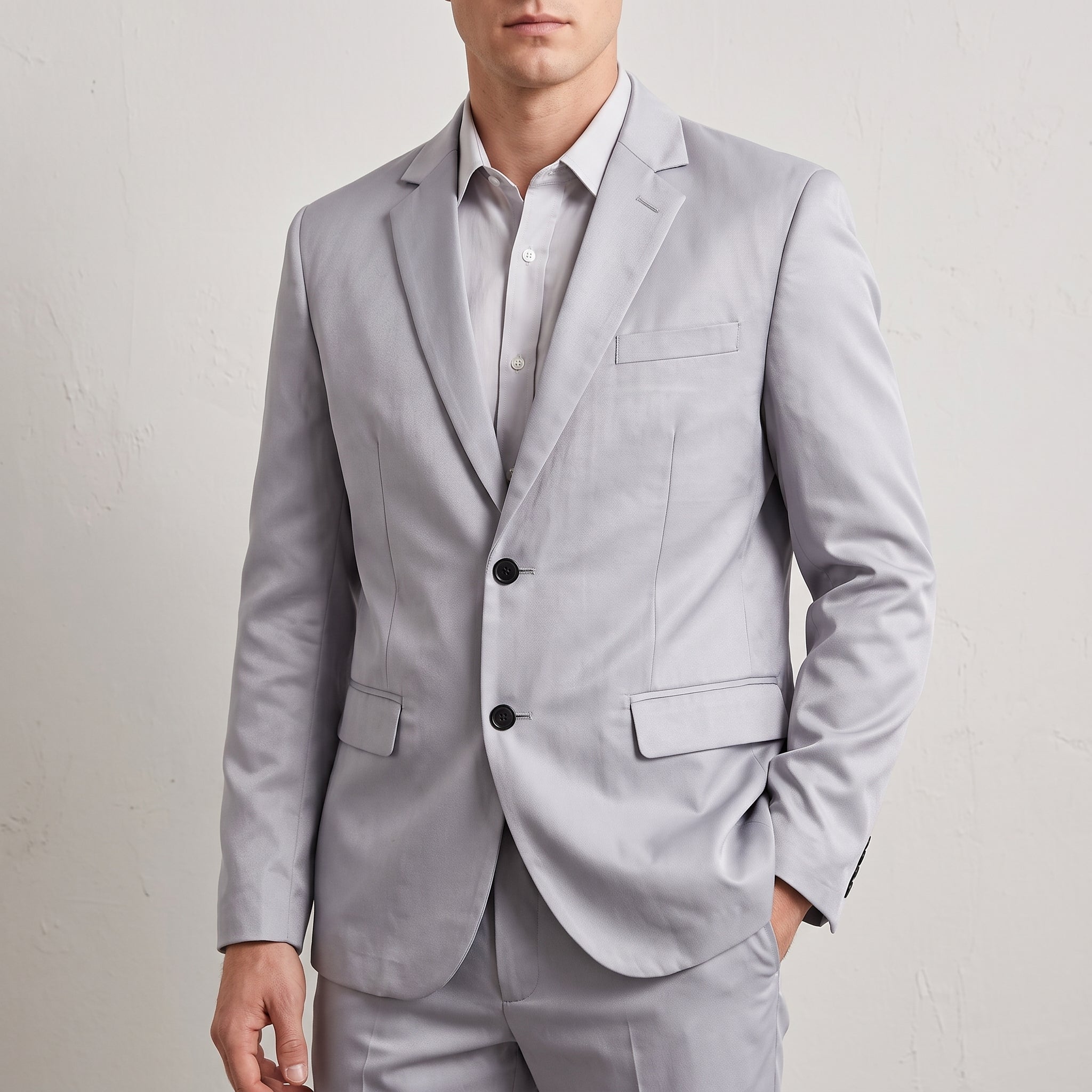 James - Men's Slim Fit Notch Lapel Two-Piece Wedding Guest Suit - Men Suits - Grey - Davies & Cooper