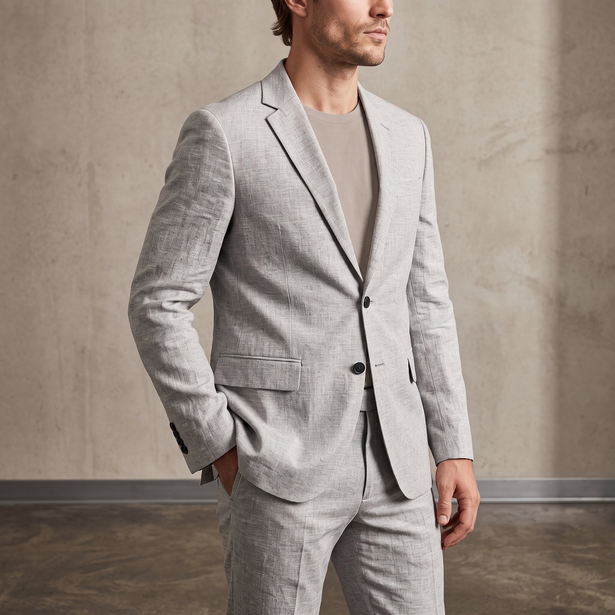 James - Men's Slim Fit Notch Lapel Two-Piece Wedding Suit - 2 Piece Men Suits - Grey - Davies & Cooper