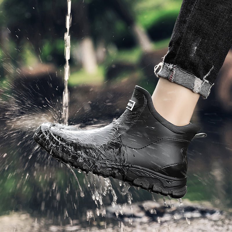 James - Men's Waterproof Slip-On Ankle Boots with Non-Slip Sole - Boots - Black - Davies & Cooper