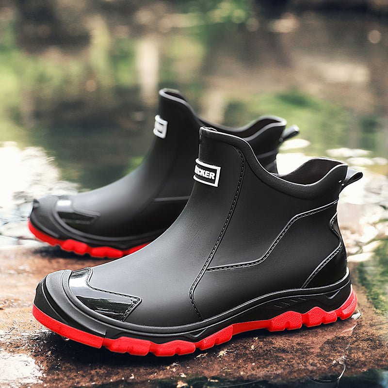 James - Men's Waterproof Slip-On Ankle Boots with Non-Slip Sole - Boots - Red - Davies & Cooper