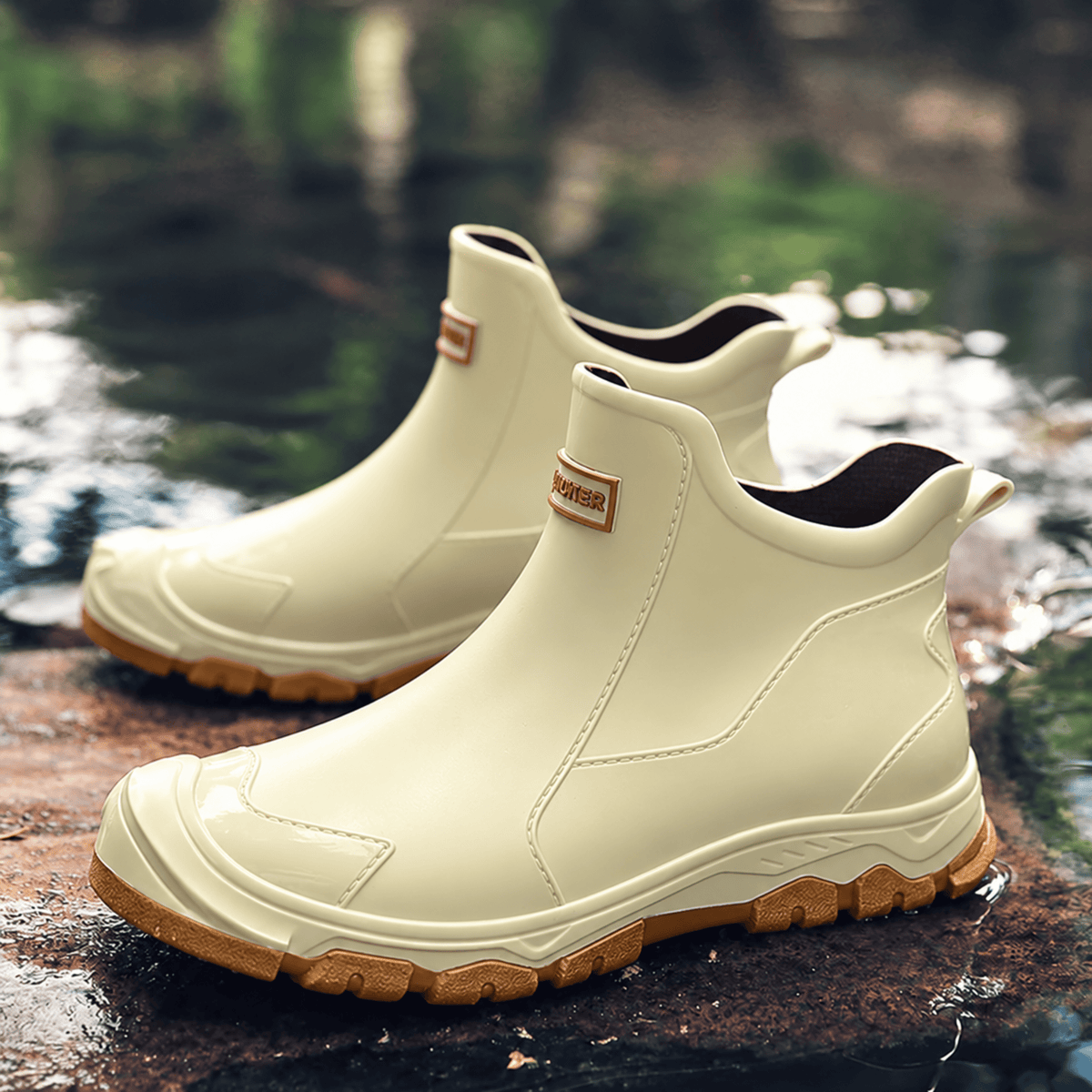 James - Men's Waterproof Slip-On Ankle Boots with Non-Slip Sole - Boots - Beige - Davies & Cooper