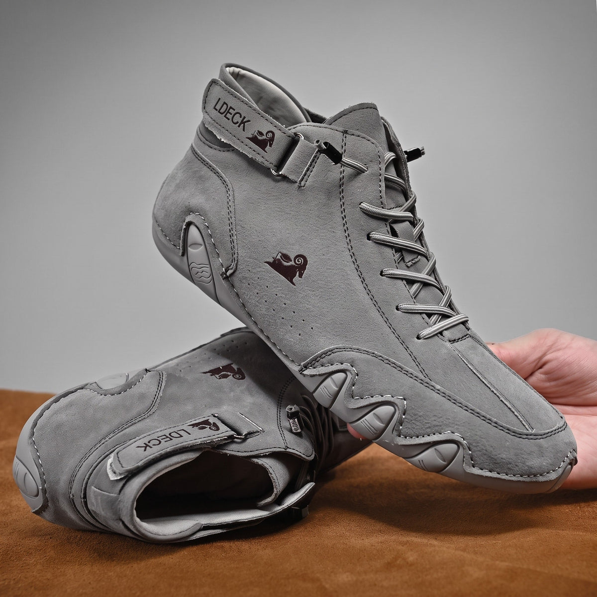 Jasper - Men's Lace-Up Ankle Boots with Chunky Rubber Sole - Boots - Grey - Davies & Cooper