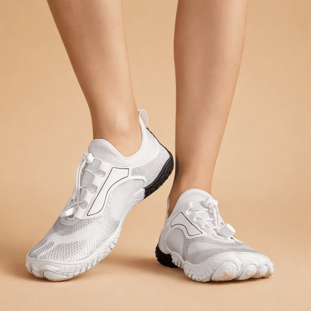 Jonas - Men's Barefoot Minimalist Trainers with Grip Sole - Athletic Shoes - White - Davies & Cooper
